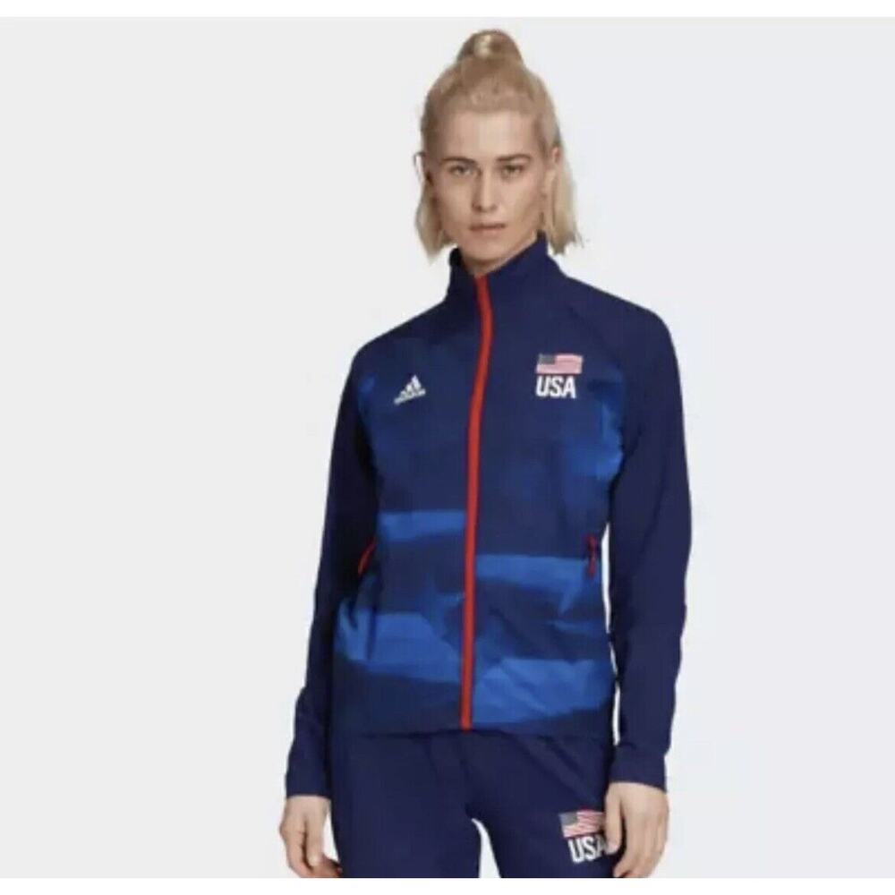 Adidas Womens Volleyball Team USA Full Zip Track Jacket FK1034 Size XLT TALL